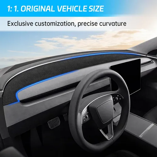 Miniatura 5 de MASHA - Funda para salpicadero para Tesla Model Y Juniper 2025-2026, almohadilla de salpicadero de franela compatible con el nuevo salpicadero