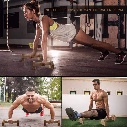 Miniatura 7 de Push-up Stand, 2 PCS Wood Pushup Bars Non-Slip Base Exercise Home Workout Equipment, 30CM Wooden Parallettes Handle Stands Grip for Men Strength
