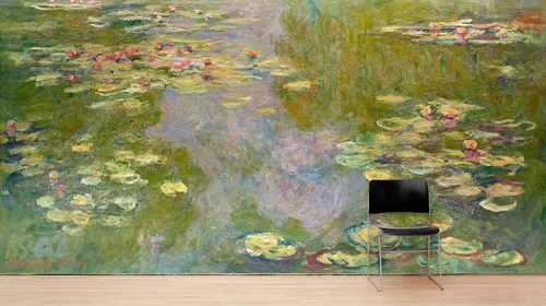 Miniatura 6 de Pintura de Monet, nenúfares (desde 1919). Pintura famosa. Papel tapiz para despegar y pegar. #6333 (9 pies de alto x 12 pies de ancho)
