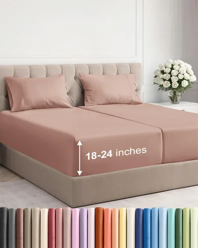 Miniatura 160 de Sábanas King divididas con bolsillos extra profundos, sábanas transpirables y refrescantes de 5 piezas, sábanas de lujo para hotel, suaves, sin 22