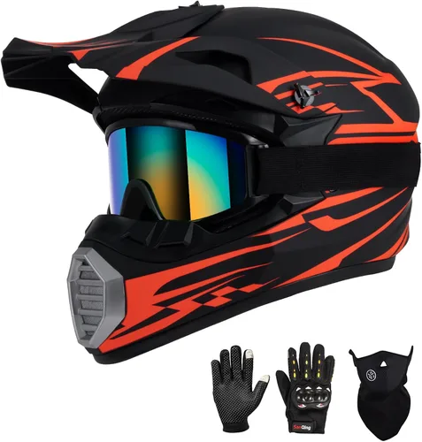 Miniatura 10 de Casco de motocross para niños y jóvenes aprobado por DOT, Casco de cara completa para ATV, moto de todoterreno y bicicleta de tierra para adultos