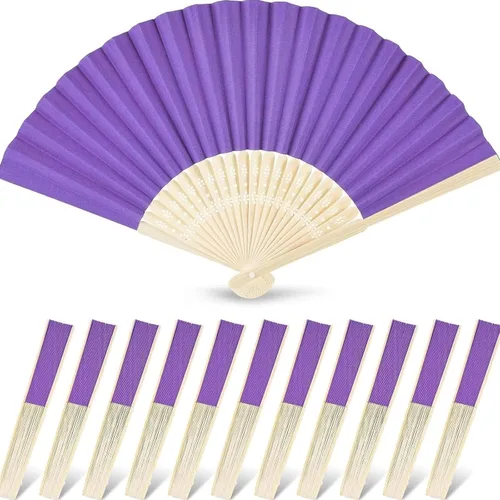Miniatura 10 de JOHOUSE 12 abanicos de papel blanco de mano – Ventilador de mano plegable de 8.3 pulgadas, ventiladores plegables de mano para mujeres, ventilador