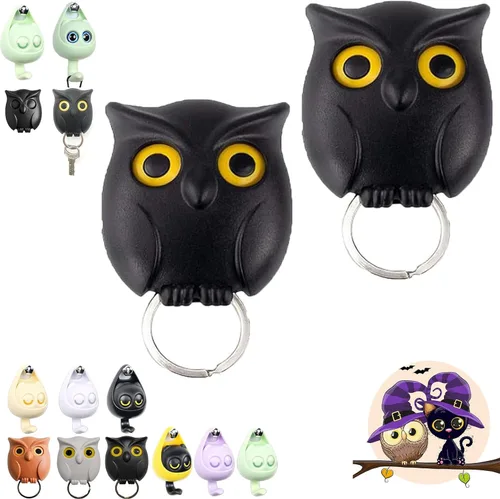 Miniatura 15 de Llavero de búho nocturno, llaves de soporte para llaves, llave de pared magnética de búho nocturno, lindo soporte para llaves de búho, creativo y 3