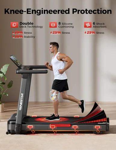 Miniatura 7 de Renestar Treadmill for Home with 25% Auto Incline - 8.5MPH Max Speed, Extra Large LED Touchscreen, 300LBS Capacity, 3.5HP Home Office Treadmills for