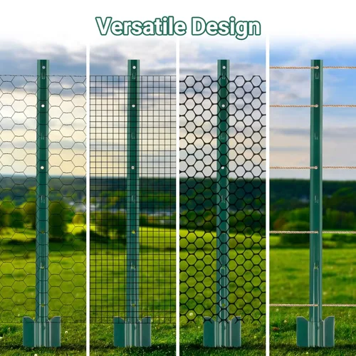 Miniatura 5 de Poste de valla de 3 pies – 10 paquetes, postes de metal resistente en U, con recubrimiento en polvo para un uso duradero, perfecto para sostener