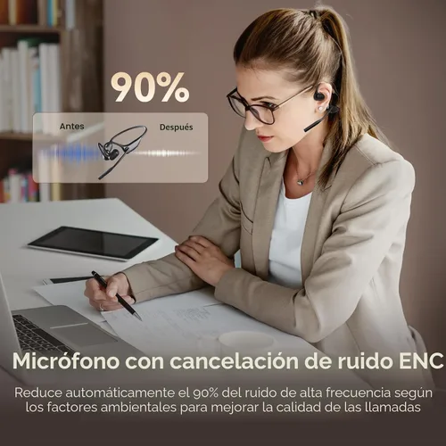 Miniatura 3 de CXK Auriculares de oreja abierta con micrófono, auriculares inalámbricos con cancelación de ruido AI, Bluetooth 5.3, auriculares Bluetooth