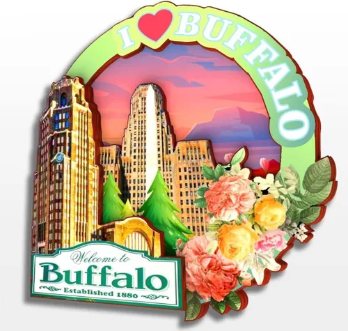 Miniatura 14 de Buffalo - Imán de nevera de madera en 3D de madera de Nueva York, Estados Unidos, Estados Unidos, hecho a mano, recuerdos de la ciudad, imán