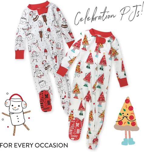 Miniatura 5 de HonestBaby Non-Slip Footed Holiday Pajamas One-Piece Sleeper Zip-Front Pjs Organic Cotton for Baby Boys, Girls, Unisex