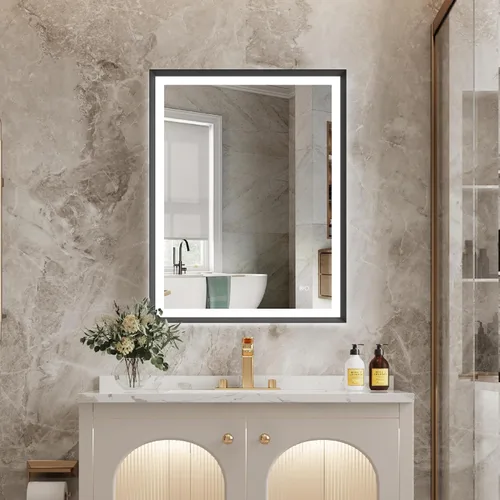 Miniatura 23 de WELLFOR Espejo de baño LED de 28 x 36 pulgadas, espejo de tocador de baño con luz, espejo de pared de baño, espejo de baño iluminado, montaje