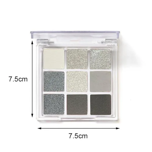 Miniatura 7 de Paleta de sombras de ojos de 9 colores negro ahumado mate con purpurina, sombra de ojos duradera impermeable para niñas y mujeres