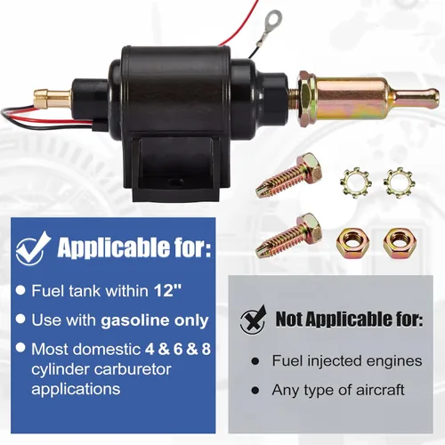 Miniatura 3 de CarBole Bomba de combustible eléctrica de 4-7 PSI, bomba universal de gasolina y diésel en línea de baja presión de 12V compatible con carburadores
