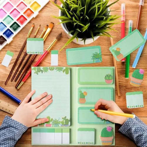 Miniatura 3 de Xqumoi Crecemos Cuando las Cosas son Difíciles Notas Adhesivas, 550 Hojas, Notas Adhesivas en Forma de Cactus Lindas, Notas Adhesivas en Hoja