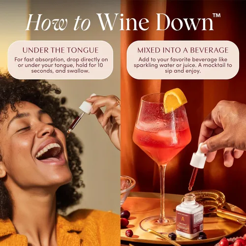 Miniatura 7 de Apothékary Wine Down, apoyo natural para dormir y relajarse, gotas líquidas herbales inspiradas en vino tinto sin alcohol, contiene verbena azul