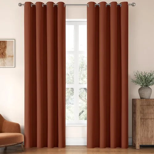 Miniatura 34 de ChrisDowa Cortinas 100% Opacas de Abedul Sólido de 45 Pulgadas de Largo, 2 Paneles para Dormitorio y Sala de Estar, Estilo Granja Oscurecedoras