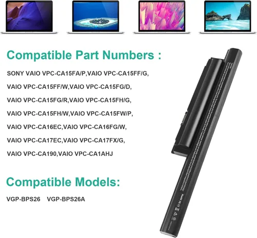 Miniatura 6 de Futurebatt BPS26 Nueva batería para laptop compatible con Sony VAIO VGP-BPS26 VGP-BPL26 VGP-BPS26A PCG-61A12L PCG-61A13L PCG-61A14L PCG-71713L