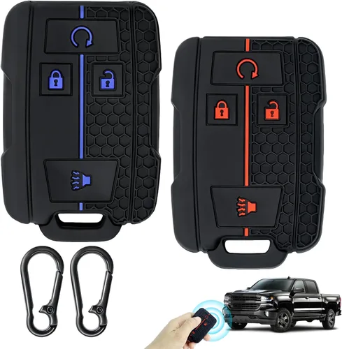 Miniatura 17 de 2 Pcs Silicone 4-Button Smart Key Fob Cover Compatible with 2014-2019 Chevrolet Colorado Silverado Suburban Tahoe and GMC Canyon Sierra Yukon, Car