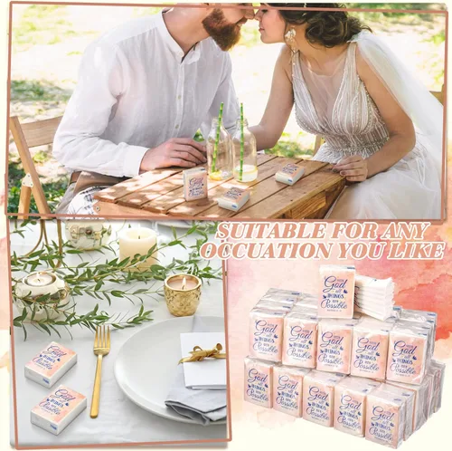 Miniatura 6 de Karenhi Paquetes de pañuelos cristianos para bolsos, paquetes de pañuelos de boda para invitados, versículos de la Biblia, paquetes de pañuelos