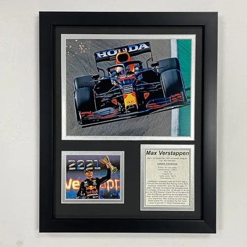 Legends Never Die, Inc. Max Verstappen | Campeón Mundial de Fórmula 1 2021 | Collage de fotos enmarcado de 12 x 15 pulgadas