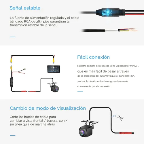 Miniatura 4 de Cámara de Respaldo HD, Carcasa de Metal Ángulo de Visión Amplia de 170 Grados Cámara de Vista Trasera de Placa de Matrícula para Automóvil, Visión