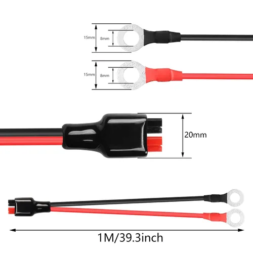 Miniatura 3 de O Ring Terminal to Battery Connector Cable, 12AWG 45A Connector and 8mm(0.3inch) Terminal Ring Power Cable for Solar Panel Kit and Battery