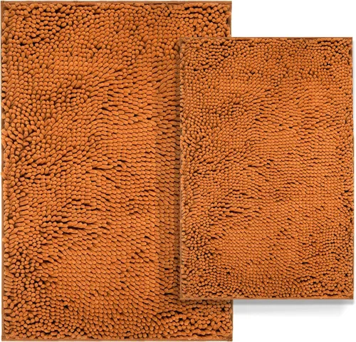 Miniatura 11 de Juego de 2 alfombras de baño antideslizantes para baños, juego de alfombras de felpilla gruesa y suave, alfombras de baño ultra absorbentes