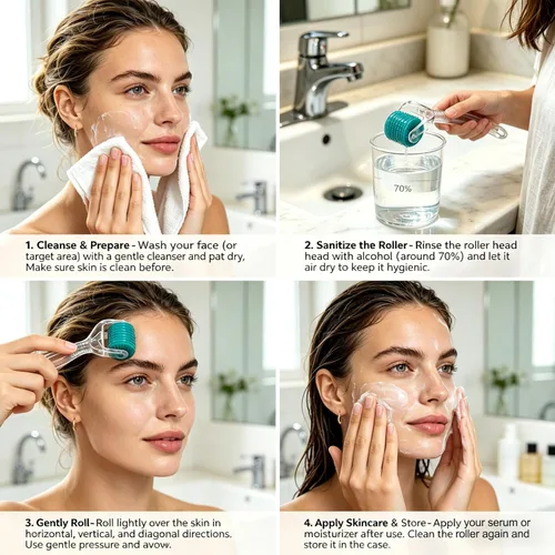 Miniatura 6 de Derma Roller - Rodillo de microagujas de acero inoxidable, rodillo de microagujas 192 para cara, barba y cuerpo, herramienta de aseo personal