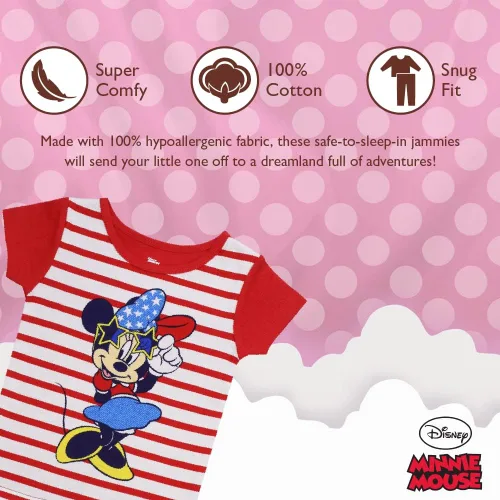 Miniatura 3 de Disney Girls' Minnie Mouse 2-Piece Snug-Fit Cotton Pajamas Set