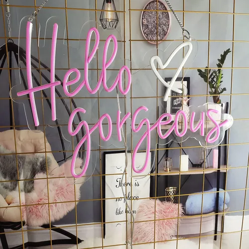 Miniatura 4 de Letrero de neón con texto en inglés «Hello Gorgeous Neon Sign» para regalo – Bar Pub Club Rave Apartment Decoración del hogar para fiesta de Navidad