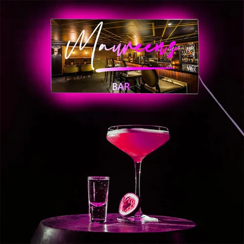 Miniatura 4 de Espejo de barra de nombre LED personalizado, letreros de neón iluminados para decoración de pared para bar en casa, día de San Valentín y regalos