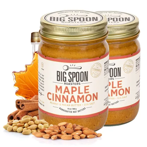 Miniatura 12 de Big Spoon Roasters Mantequilla de maní y pecana con canela y arce, mantequilla de maní baja en azúcar, mantequilla de maní cremosa con jarabe