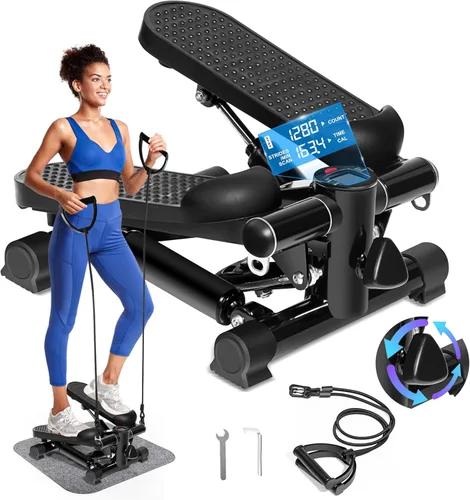 TOPMAJOR Steppers para ejercicio en casa con capacidad de peso de 330 libras, bandas de resistencia y alfombrilla antideslizante para entrenamiento