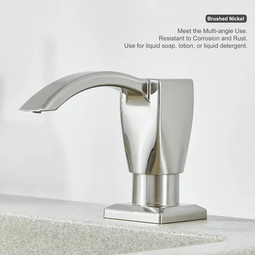 Miniatura 7 de GAGALIFE - Dispensador de jabón para fregadero de cocina, de níquel cepillado, dispensador de jabón integrado para fregadero de cocina con tubo