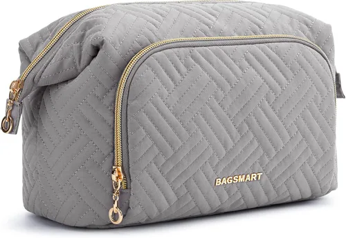 Miniatura 17 de BAGSMART - Bolsa de maquillaje de viaje, bolsa de cosméticos, estuche organizador de maquillaje, grande, de apertura amplia para mujeres, bolso