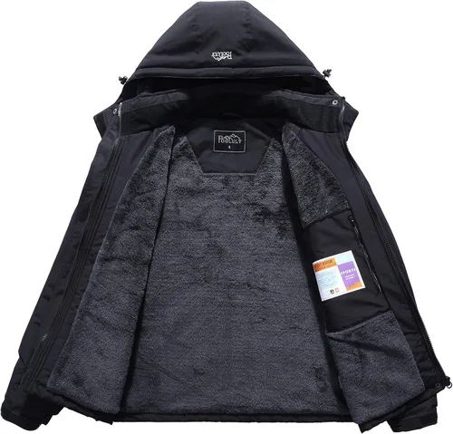 Miniatura 3 de Pooluly - Chaqueta de invierno para esquísnowboard para mujer, con capucha, impermeable, rompeviento