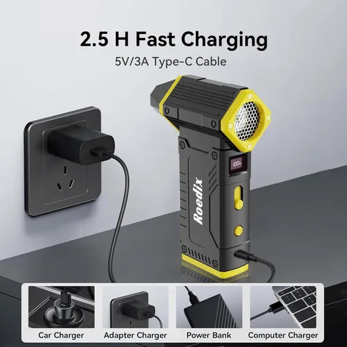 Miniatura 7 de Soplador de Aire Comprimido, 210000 RPM, Soplador de Aire Eléctrico Ajustable de 8 Velocidades con Pantalla LED, Soplador de Aire Recargable