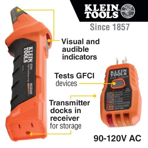 Miniatura 6 de Klein Tools IR5 Termómetro infrarrojo láser dual 12:1 y kit de herramientas de búsqueda de disyuntores 80016 con accesorios, juego de 2 piezas