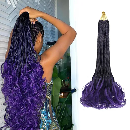 Miniatura 15 de Rizos franceses de cabello de ganchillo para mujeres negras, 14 pulgadas, paquete de 8 unidades, de color marrón degradado a rubio, suave