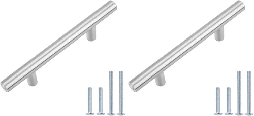Miniatura 15 de Amazon Basics Manija Euro Bar para gabinete (1/2 pulgada de diámetro), 5.38 pulgadas de longitud (centro de agujero de 3 pulgadas), champán dorado
