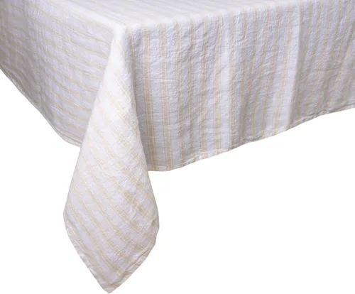 Miniatura 2 de Mantel color beige, mantel a rayas beige 100% lino para mesas rectangulares (98 x 63), mantel lavable estilo granja para comedor, cocina, fiestas