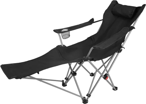 Miniatura 9 de Reclining Camping Chair with Footrest, 4-Position Adjustable Zero Gravity Chair, Portable Folding Camping Lounge Chair with Headrest Cup Holder &