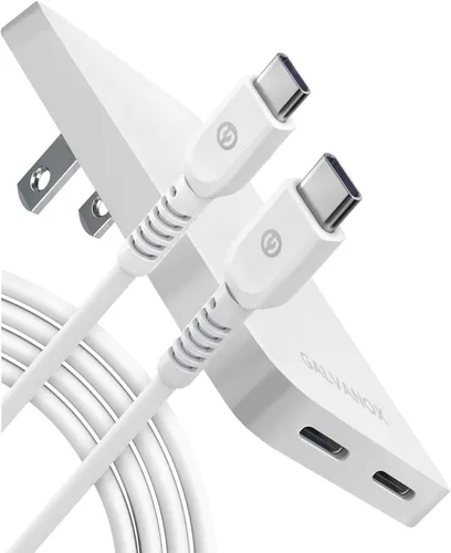 Cargador de pared USB C plano de 2 puertos, adaptador de corriente dual ultra delgado con cable tipo C (20 W) de carga rápida para iPhone 15, iPhone
