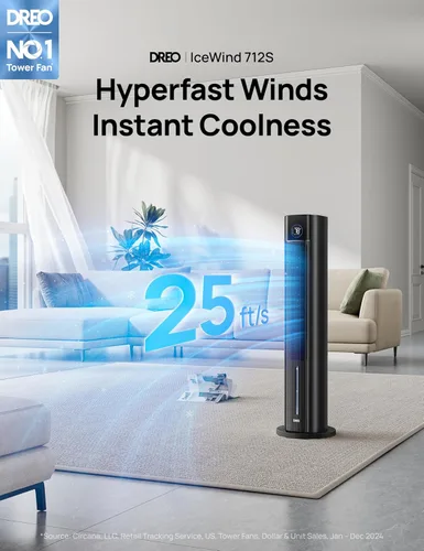 Miniatura 2 de DREO Ventilador de torre para dormitorio, ventiladores de enfriamiento de 43 pulgadas que soplan aire frío 2025 actualizado, enfriador de aire