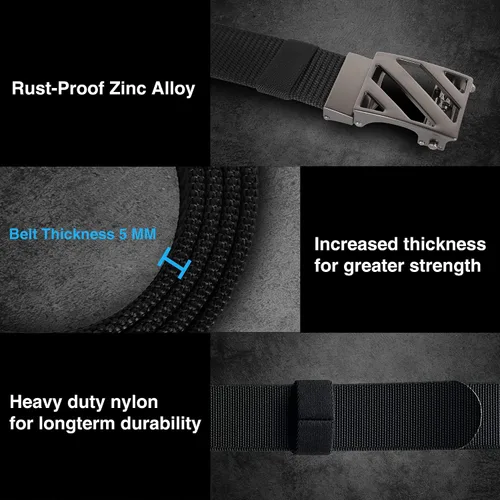 Miniatura 5 de YOETEY Ratchet Tactical Belt for Men - 1.5" Military Nylon Web Belts for Heavy Duty Work - Slide Buckle Fit Pants