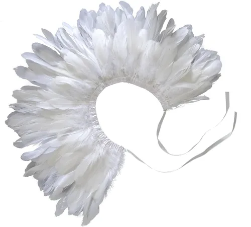 Miniatura 7 de L'VOW Estola de capa de plumas de moda negro blanco beige chal iridiscente