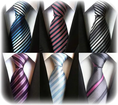 Miniatura 31 de WeiShang Lote de 6 corbatas clásicas de seda para hombre, corbatas tejidas jacquard