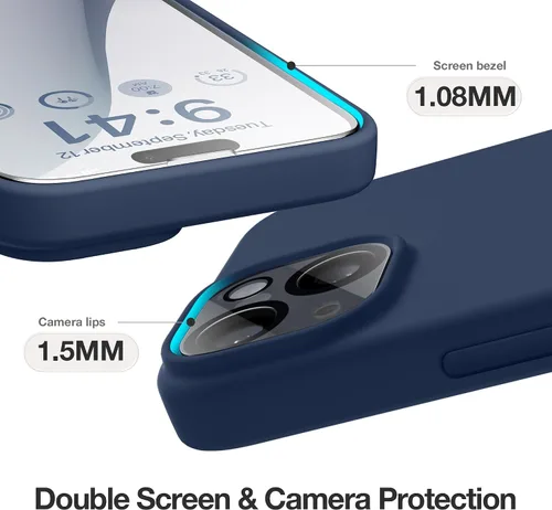 Miniatura 120 de GONEZ Funda de silicona para iPhone 15 Pro Max, compatible con Magsafe, protector de cámara + protector de pantalla, forro de microfibra suave