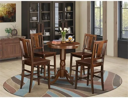 Miniatura 2 de East West Furniture EDBU5-MAH-W - Juego de encimera de cocina de 5 piezas, incluye una mesa de comedor redonda con pedestal y 4 sillas de comedor