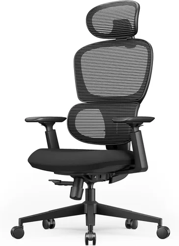 ProtoArc Silla de oficina ergonómica EC300 ajustable lumbar con respaldo alto, asiento deslizante, reposacabezas 3D, reposabrazos más anchos, 4