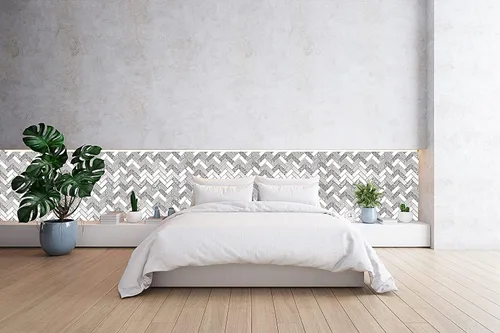 Miniatura 3 de Retro-Art - Paneles de pared 3D con diseño de mosaico en color blanco y gris, PVC, 7" x 10", 237SR