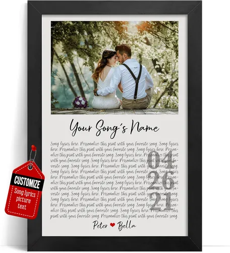 Miniatura 31 de VICILO Póster personalizado con letras de canciones, lienzo para decoración de pared, acordes de canción perfecta, regalo de aniversario de un año